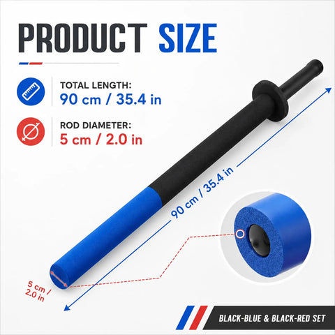 2 Pack Foam Swords 35 Inch Padded Bokken Samurai Swords For Cosplay Prop And Sparring Training, showing 35.4 inch length, 2 inch diameter