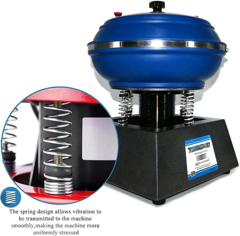High Frequency Vibration Tumbler Polisher For Jewelry, Stone And Metal Parts, 6.2L drum, side view showing spring design