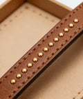 100 Sets Double Cap Leather Rivets And Snap Fastener Kit For Garments, DIY Leathercraft Hardware, Pro Grade Heavy Duty Metal Rivets With Easy Install, Includes Snap Buttons, Perfect For Jackets, Bags, Belts And More. gold rivets on brown leather strap