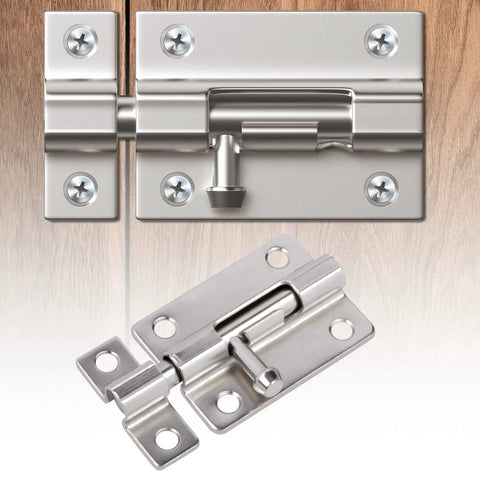 Heavy Duty Door Slide Latch Lock With 3 Inch Barrel Bolt In Brushed Nickel Finish For Privacy And Security Solid Steel Construction