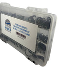 Front view of Hoser’s Combo Kit For Hydraulic Boss Flat Face Flange O Ring Assortment in a clear plastic case.