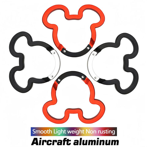 Cute Minnie Mouse Ears Aluminum Carabiner Clips 3 Inch Set with spring loaded gate, black and red color variations