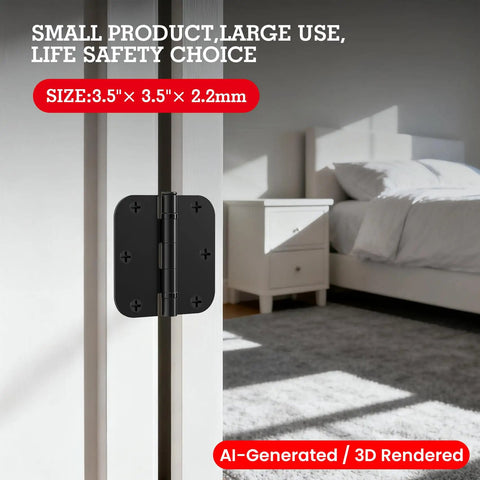 Top Shelf Matte Black Door Hinges 3.5 Inch mounted on a door, perfect for smooth performance on interior and cabinet doors.