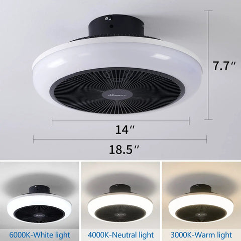 Bladeless Ceiling Fan With Lights Remote Control Three Color Temperature Adjustable Wind Speeds Quiet Enclosed Low Profile