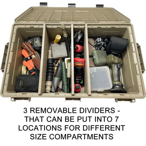 Divided Ammo Crate Utility Box With Seven Compartments Water Resistant And Lockable Ammo Storage For 5.56 9mm 12 Gauge