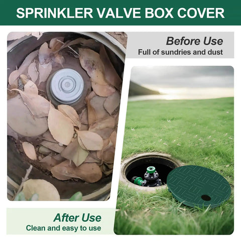 Before and after use of 2 Pack Quick Fit Round Sprinkler Valve Box Cover Fits 5.5 Inch ID And 6 Inch OD Round Boxes For Outdoor Lawn Irrigation
