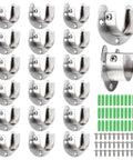Beefy Heavy Duty Stainless Steel Closet Pole Sockets 20 Pack For 1-1/4 Inch Closet Rods U Shaped Rod Holders With Screws Wall Anchors End Caps Durable Curtain Rod Brackets For Closets And Wardrobes, stainless steel U-brackets with screws and anchors