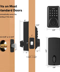 Electronic Keypad Deadbolt For Beefing Up Your Home Security With 50 User Codes And Anti-Peep, Auto Lock, 1-Touch Locking, Weatherproof Build, Low Battery Indicator, 1-1/8 Backset, Heavy Zinc Alloy Construction For Front Or Back Door dimensions