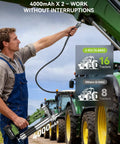 Man using Beefed Up Cordless Electric Grease Gun With 2x4.0Ah Batteries, 12000 PSI High Flow At 5.3 Ounces Per Minute on tractor
