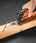 Starlock Plus E Cut Carbide Pro Saw Blade cutting wood with screws