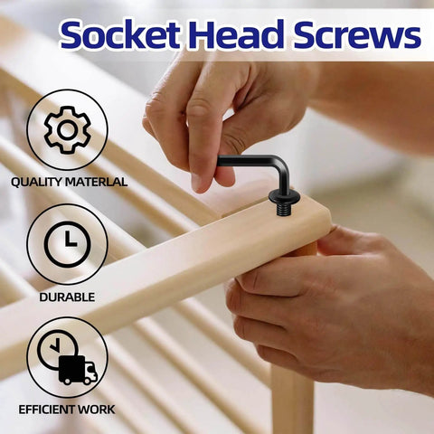 Installing 20 Piece M6 70mm Flat Head Socket Cap Screws For Furniture Carbon Steel Black Oxide Partial Thread Hex Key Included
