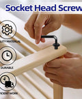Person using Built Hella Strong 20 Piece M8 X 60mm Flat Head Socket Cap Screws In Black Oxide Carbon Steel to assemble furniture.