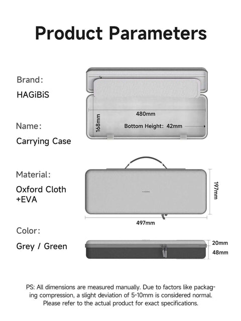 Badass Hardshell Keyboard Carry Case Fits 68 87 Or 108 Keyboards with measurements and material details in grey fabric.
