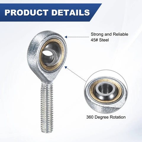 2-Pack POSA6 Rod End Bearings M6x1.0 Right Thread Self-Lubricating Female Thread Steel Joint With Jam Nuts For Forging Machines, Heavy-Duty CNC Equipment, Automotive Suspensions, Hydraulic Cylinders And General Motion Control. 45# steel rod end bearing with 360-degree rotation