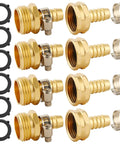 Four Piece Brass Garden Hose Repair Kit With Clamps For Half Inch Hoses Includes Three Quarter Inch GHT Male And Female Adapters