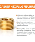 Brass Pipe Plug from 25 Pieces Pro Grade Set with Hex NPT Fittings, showcasing corrosion resistance and detailed thread features.