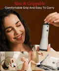 Woman using Rechargeable Cordless Travel Vacuum Pump And Compression Bags Set For Carry On Luggage, 9 Piece Combo.