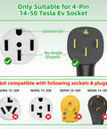 Image showing the Slick Plug And Play Nema 14 50 Adapter For Tesla Gen 2 Mobile Connector compatibility with 4-pin sockets.