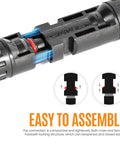 Close-up of Solar Panel Y Branch Connectors Kit for parallel wiring with easy assembly feature and visible locking mechanism.