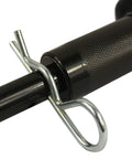 Close-up of Two Hitch Pin Lock Set For One Half And Five Eighth Inch Receivers With One Shared Keyed Alike Lock Anti Theft Weatherproof
