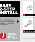 Tylo Dummy Door Knob For Interior Doors Non Turning Single Sided Handle For Closets French Double Doors And Pantry Satin Chrome Finish Push Pull Easy DIY Install one-tool install diagram
