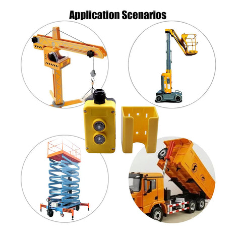 Vozinmost 12V DC Dump Trailer Remote Control Switch For Up Down Operation with crane, lift, scissor lift, and truck applications.