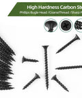Tough As Nails Heavy Duty Drywall Screws Six By Two Inch Phillips Self Tapping Fasteners with coarse thread and sharp point.