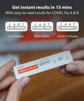 Hands holding 3 In 1 Rapid Antigen Test For Covid And Flu A And B At Home OTC Kit Delivers Results In About 15 Minutes FDA Authorized