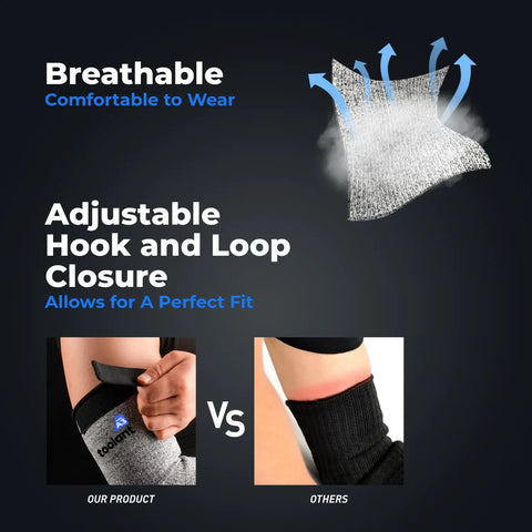 Breathable, adjustable hook-and-loop closure of Cut Resistant Arm Sleeves With Thumb Hole, Heavy Duty HPPE Guard, grey, 1 pair.