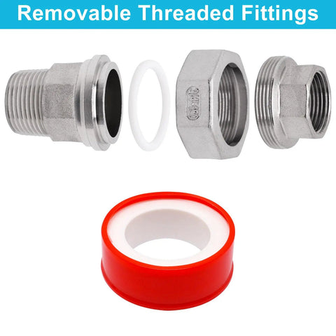 Two Piece Three Quarter Inch NPT Male To Three Quarter Inch NPT Female Union Cast Pipe Fittings In Premium 304 Stainless Steel, assorted view