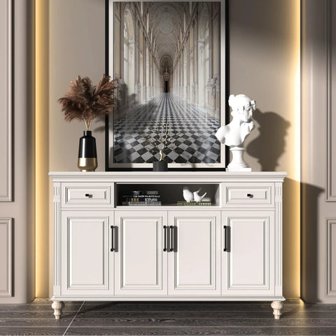 White cabinet with 5 Inch Cabinet Pulls 10 Pack Square Zinc Alloy Drawer Handles in Black and Brushed Nickel, decor accents on top