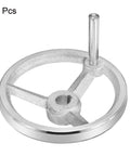 125mm Rotary Handwheel Two Pack Beefy Cast Iron Chrome Plated With Handle for Milling Machines and Lathes, Heavy Duty Silver Tone