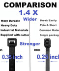 Comparison of 24 Inch Heavy Duty Cable Zip Ties Set With Wire Cutter vs thinner ties, highlighting width and durability.