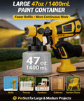 Heavy Duty Electric Paint Sprayer Built For Swift Home Exterior Touch Ups And Deck Refinishing With Generous Tank And Crisp Even Spray Coverage. 47oz container shown.