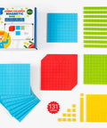 131-Piece Jumbo Magnetic Base Ten Blocks Set For Math Place Value, Counting Blocks, And Base Ten Manipulatives displayed.