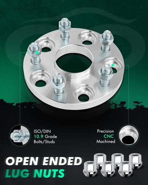 Two 15mm Wheel Spacers 5x4.5 Bolt Pattern 60.1mm Bore With 12x1.5 Studs 5 Lug Adapters Fit Toyota Cars Like Camry Highlander Sienna Avalon Matrix MR2 Corolla Im Mirai