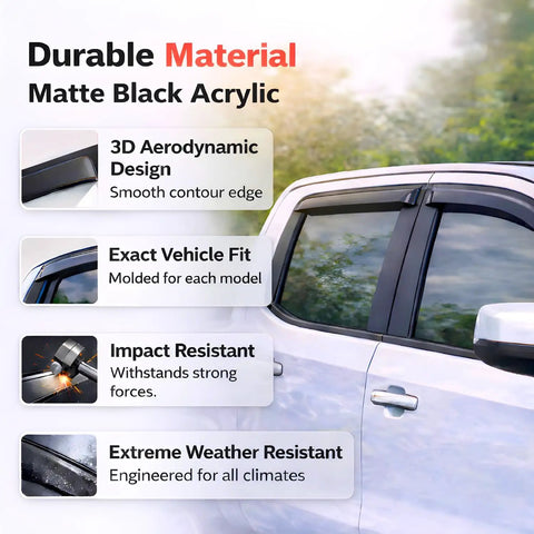 Outlander Rain Guards 2011-2020 Window Visors 4 Pack Out-Channel Deflectors with matte black finish on a Mitsubishi SUV