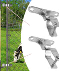 Hardcore 304 Stainless Steel Gate Hinges 2 Pack Heavy Duty Pipe Brackets Fit 35mm Farm Fences Barn Doors Garden Gates With Full Hardware Kit For Zero Sweat Backyards And Fast Weekend Install close-up on stainless steel gate hinge attached to wooden post.