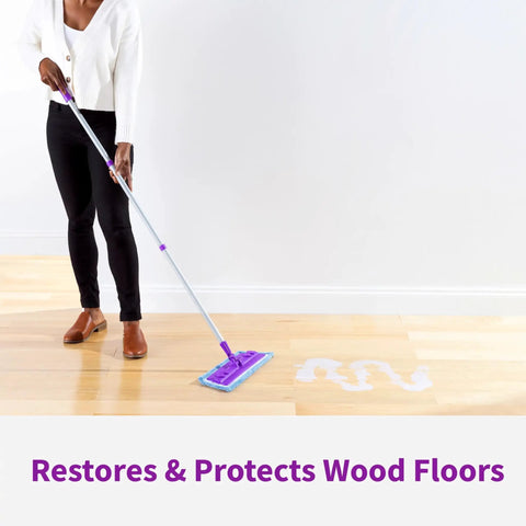 Professional Hardwood Floor Restoration Glaze With Satin Finish 32 Oz One Coat Application being used on wood floors.