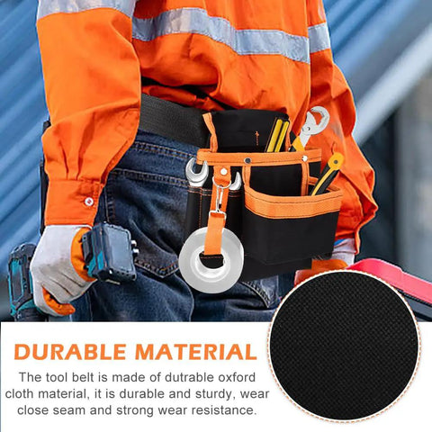 8 Pocket Tool Pouch Waist Bag For Tools Adjustable Belt Work Apron Built For Technicians Electricians Carpenters Woodworkers Roofers Rugged Multi Pocket Organizer Lightweight Durable Fits Most Waist Sizes