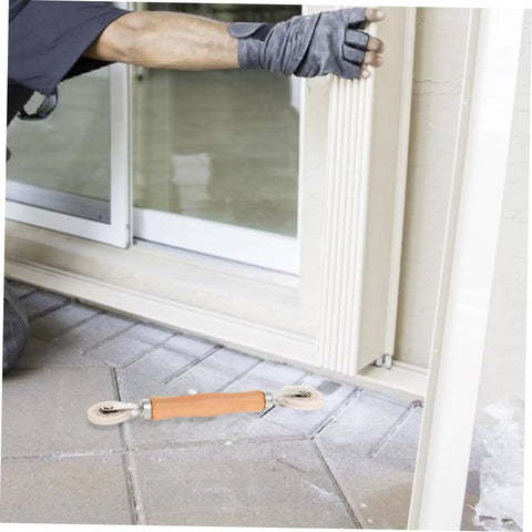 Window Screen Spline Roller Tool With Durable Wooden Handle For Easy Mesh Installation And Quick Repair Kit on patio