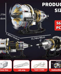 Jet Engine Kit With Motor And LED Light Turbofan Engine Building Set 564 Pieces Visible Mechanical Aircraft Engine shown in various angles