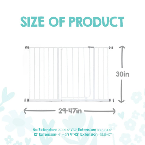 Easy Open Extra Wide Baby Gate For Doorways Hallways And Bottom Of Stairs 29 To 47 Inches Pressure Mounted Safety Gate 30in tall