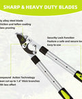 Beast Heavy Duty Tree Loppers With Extendable 21 To 26 Inch Handles shown with security lock and compound action blade.