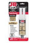 Plastic Bonder Structural Adhesive Syringe Tan 25 ml For Quick Setting Two-Part Urethane Bond On Plastic Surfaces, packaging front view