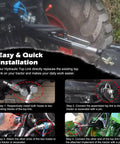 Installation steps of Hydraulic Top Link Cat 1 1 with Locking Block and Two Hoses on tractor, showing detailed connection points.