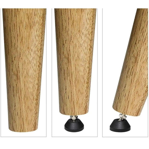 Four Pack Adjustable Leveling Feet For Furniture And Workbenches With 43mm Base Diameter Articulated Foot Cups Built To Handle Rough Floors Rugged And Ready For Kitchens Garages And Workshops M12x60mm Threaded Swivel Levelers For Stabilizing Uneven, wood leg with black adjustable leveling foot