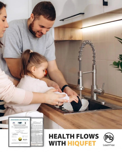 Solid Choice High Arc Kitchen Faucet With Long Reach Pull Down Sprayer And 360 Swivel Spout Single Handle Stainless Steel Mount used by family in kitchen.