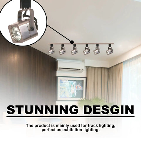 Six Pack Track Lighting Heads in Brushed Nickel with GU10 Sockets, 50W 120V Ceiling Kitchen Track Lights installed in modern room