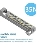 Heavy duty spring structure of Push To Open Door Latch 2 Pack No Hassle Heavy Duty Spring Hidden Cabinet Catch with 35N force